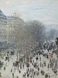 Boulevard des Capucines; by Claude Monet; 1873; oil on canvas; 80.5 x 60.2&nbsp;cm; Nelson-Atkins Museum of Art (Kansas City, Missouri, US)[225]
