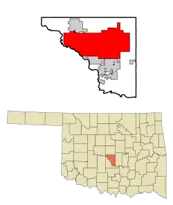 Location of Norman in Cleveland County and Oklahoma