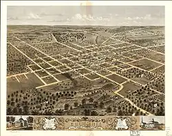 An artists rendering of downtown Columbia in 1869