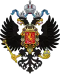 The coat of arms of Finland, which is inside the Russian double-headed eagle