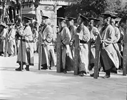 Confucian Shield & Ap Dancers wearing hanfu at official ceremony at Beijing, 1924 to 1927.