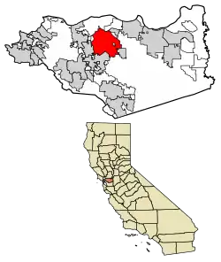 Location of Concord in Contra Costa County, California