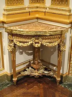 Louis XVI style – Corner table, by Jean-François Chalgrin (1770), gilded wood, Corcoran Gallery of Art, Washington, D.C.