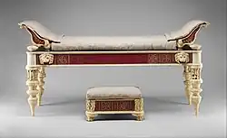Couch and footstool with bone carvings and glass inlays; 1st–2nd century AD; wood, bone and glass; couch: 105.4 × 76.2 × 214.6&nbsp;cm; Metropolitan Museum of Art (New York City)