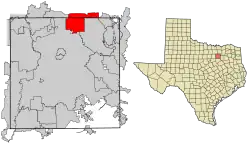 Location within Dallas County and Texas
