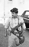 An IDF Bedouin soldier with an Uzi equipped with a mag clip (1969)