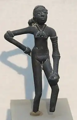 The Dancing Girl; 2400–1900&nbsp;BC; bronze; height: 10.8&nbsp;cm; National Museum (New Delhi)