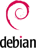 Debian logo with text: debian