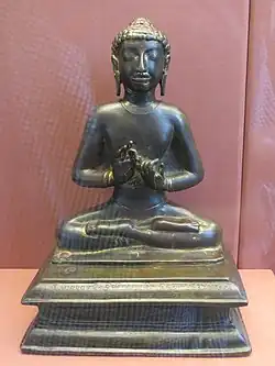 Room 33 – Gilded bronze statue of the Buddha, Dhaneswar Khera, India, 5th century AD