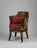 Empire desk chair; c.1805–1808; mahogany, gilt bronze and satin-velvet upholstery; 87.6 × 59.7 × 64.8&nbsp;cm; Metropolitan Museum of Art (New York City)