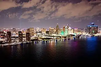 Downtown Detroit seen from Windsor, Ontario, in November 2021