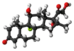 Ball-and-stick model of the dexamethasone molecule