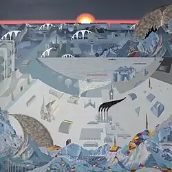 Example of a painting that combines various perspectives: The Frozen City (Museum of Art Aarau, Switzerland) by Matthias A. K. Zimmermann