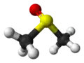 Stereo structural formula of dimethyl sulfoxide with an explicit electron pair and assorted dimensions