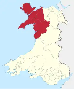Gwynedd 1974-96 county map
