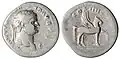 Silver denarius of Domitian with Pegasus on the reverse, dated 79–80 AD