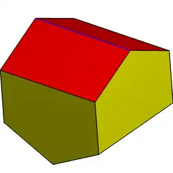 Gabled rhombohedron with four pentagonal faces and four rectangular faces.[24] Like the gyrobifastigium, it is a space-filling polyhedron.[25]
