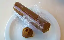 Cake made of durian-flavoured dodol, Indonesian traditional sweet candy