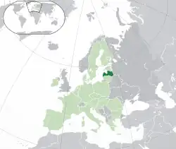Map showing Latvia in Europe