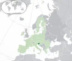 Map showing Slovenia in Europe