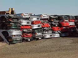 A range of crushed EV1 cars