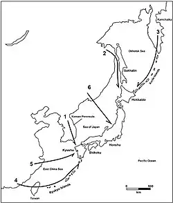 Map of prehistoric migration routes