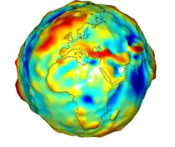 Image of globe combining color with topography.