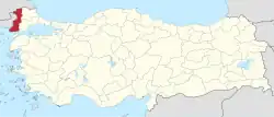 Location of the province within Turkey