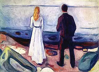 Two Human Beings. The Lonely Ones, 1905, oil on canvas, 81.3&nbsp;cm ×&nbsp;111.5&nbsp;cm (32&nbsp;in ×&nbsp;44&nbsp;in), Busch-Reisinger Museum, Cambridge, Massachusetts