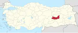 Location of the province within Turkey