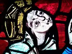 Stained glass window allegedly portraying Eleanor in a crucifixion scene