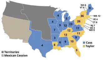 Color map showing the election results by state
