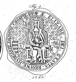 Seal depicting a woman with orb and sceptre seated on a throne