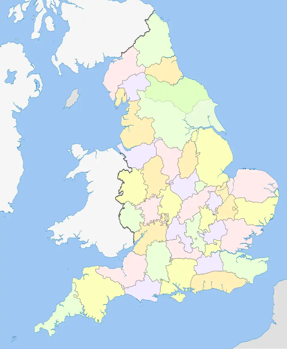 Map of English ceremonial counties in 1851
