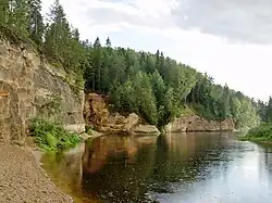 Devonian sandstone cliffs in Gauja National Park, Latvia's largest and oldest national park