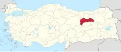 Location of the province within Turkey