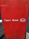 Station signage at an Exxon station in Columbus, Ohio featuring the Esso logo, while BP owns the rights to the Standard Oil name in Ohio.