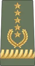 Amharic: የፊልድ ማርሻል ጄኔራል, romanized:&nbsp;Yefīlidi marishali jēnērali (Ethiopian Army)[16]