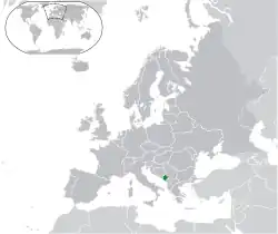 Location of&nbsp;Montenegro&nbsp;(green) in Europe&nbsp;(dark grey)&nbsp; –&nbsp; [Legend]