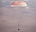 Soyuz TMA-21 with parachute deployed
