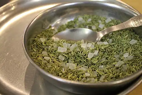 Indian mukhwas (breath freshener) made of fennel seeds and rock sugar