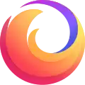 The logo for the Firefox brand of products and services, as of July 2019.