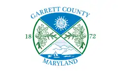 A white flag with the county seal in the center