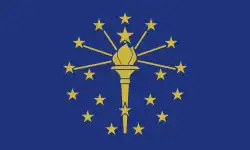 The Indiana state banner as designed by Paul Hadley with the state name omitted.[22][23]