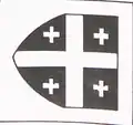 The flag of medieval Corycus, a port city of Armenian Kingdom of Cilicia, shown on the Villadestes atlas kept in the Topkapi Museum, as well as in the Book of Knowledge of All Kingdoms[10][8][9] (1428)