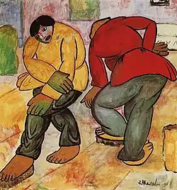 Floorpolishers (1911-1912, Stedelijk Museum) exhibited at the Donkey's Tail in Moscow in 1912