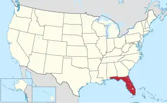 Location of Florida within the United States