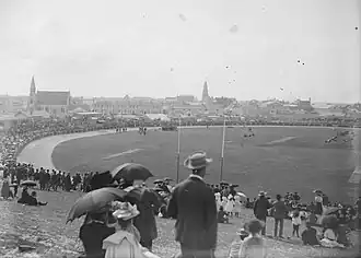 A view over Fremantle Oval and the surrounding buildings, c. 1895