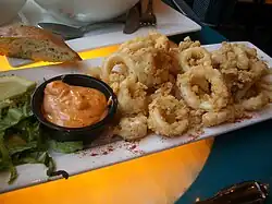 Photo of rings of breaded, fried squid