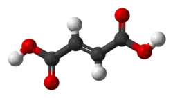 Ball-and-stick model of the fumaric acid molecule